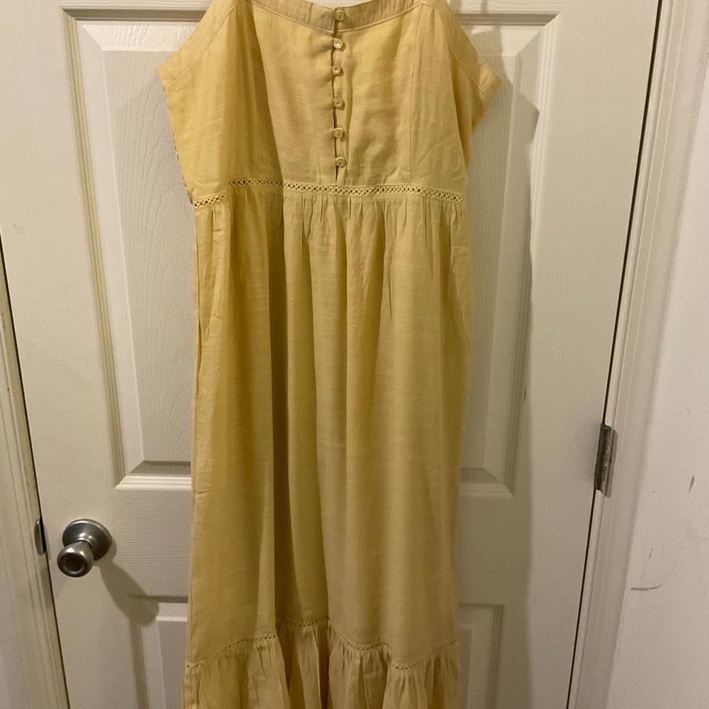 Love Tree Pale Yellow Button-Front Maxi Dress